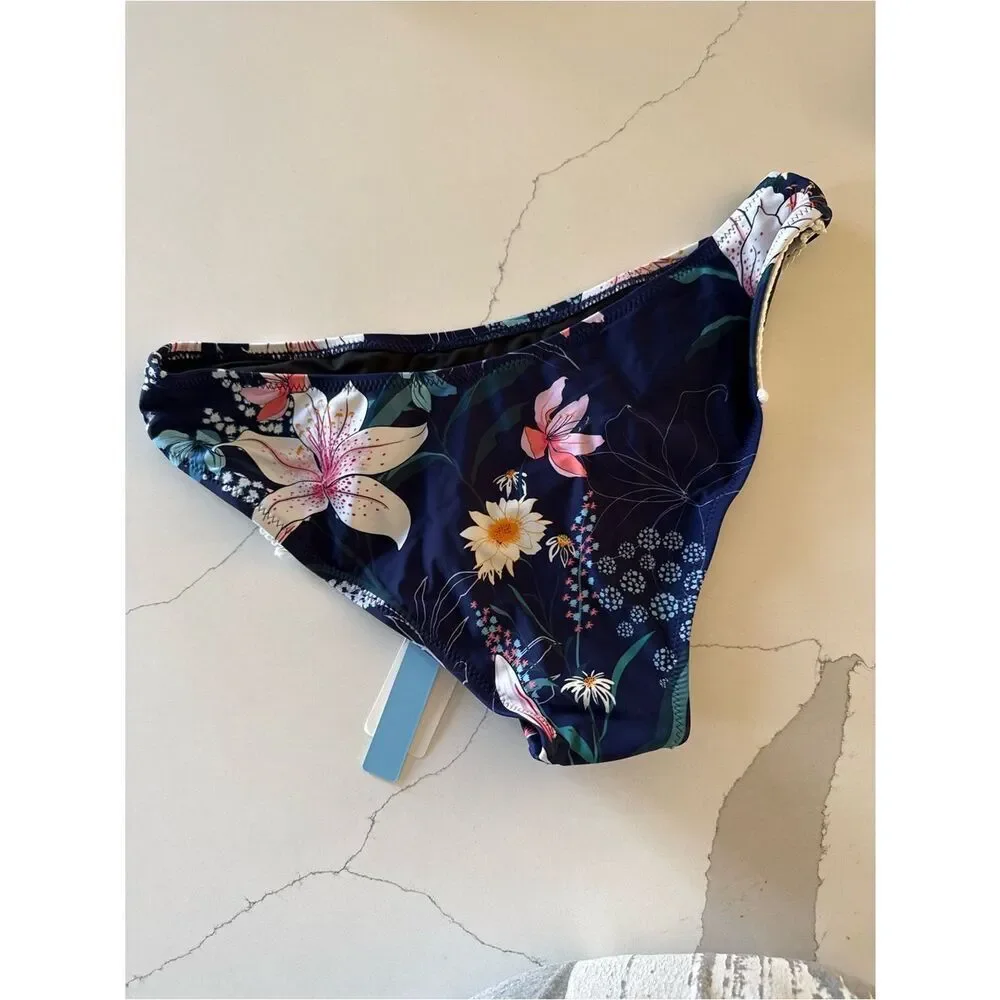 CUPSHE Navy Floral Cutout Bikini | Women’s Large ✨ NEW WITH TAGS
